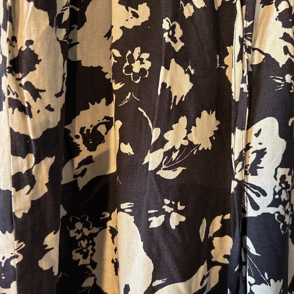 Hester & Orchard Women's Linen Blend Pull On Pants Size XL Black Natural Floral - Picture 2 of 4
